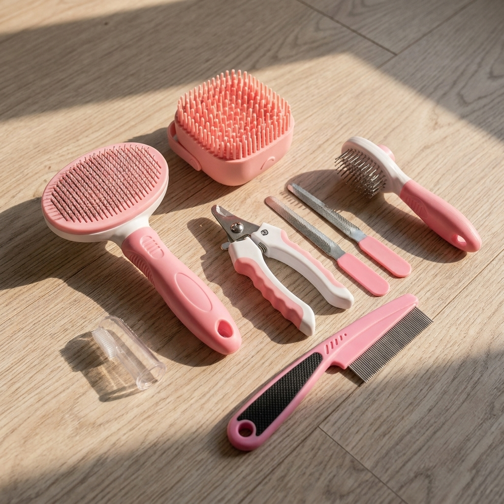 Flat lay detail photo of 7-Piece Dog Grooming Kit