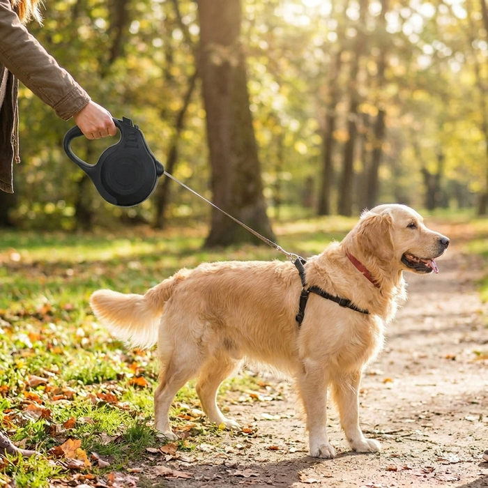 Lifestyle - Black Automatic Retractable Dog Leash