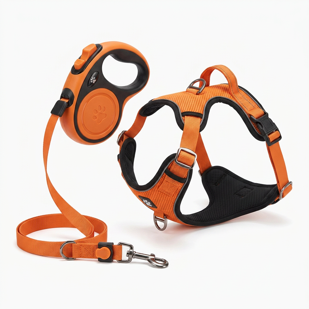 Retractable Vest-Style Dog Harness Leash studio product photo