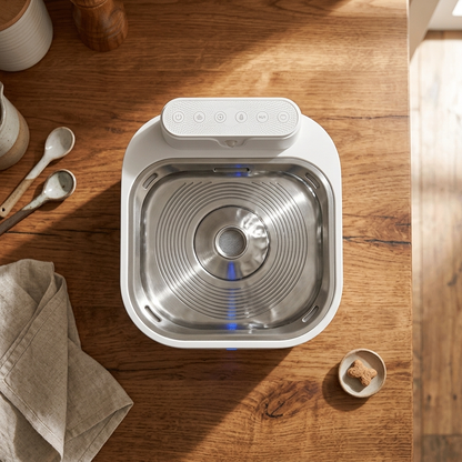 Cat Water Fountain close-up detail flat lay