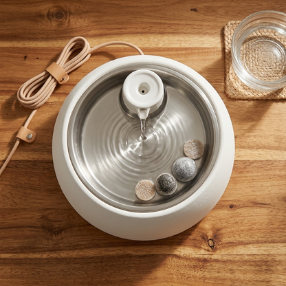 Pet Cat Water Fountain close-up detail flat lay
