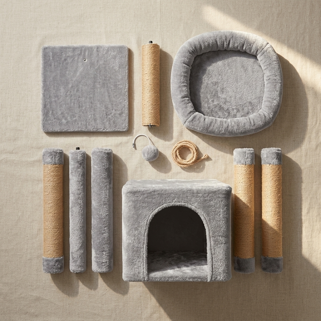 Plush Flannel Cat Climbing Tree - material detail