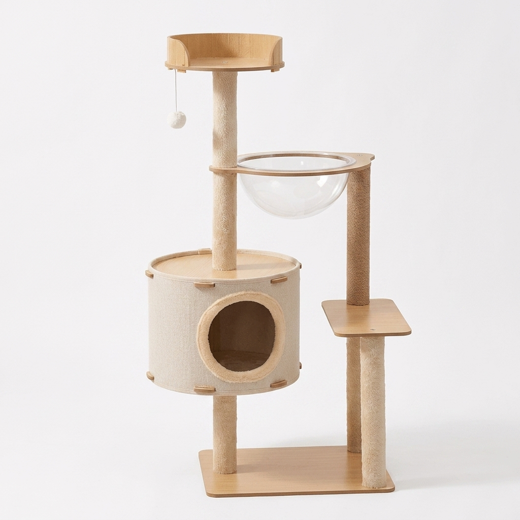 Furrwell Cat Tree with Sisal Scratching Post studio product photo on white background