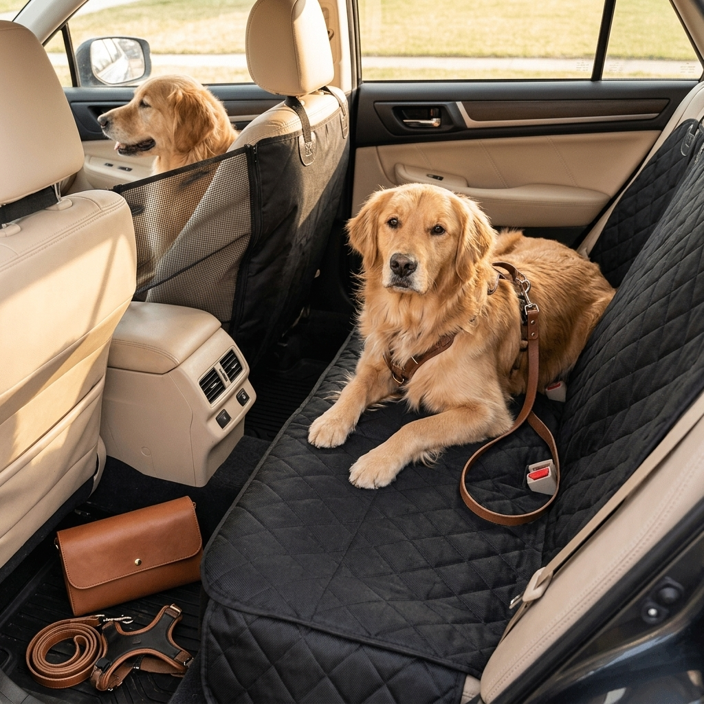 Waterproof Dog Car Seat Cover - dog using seat cover in car