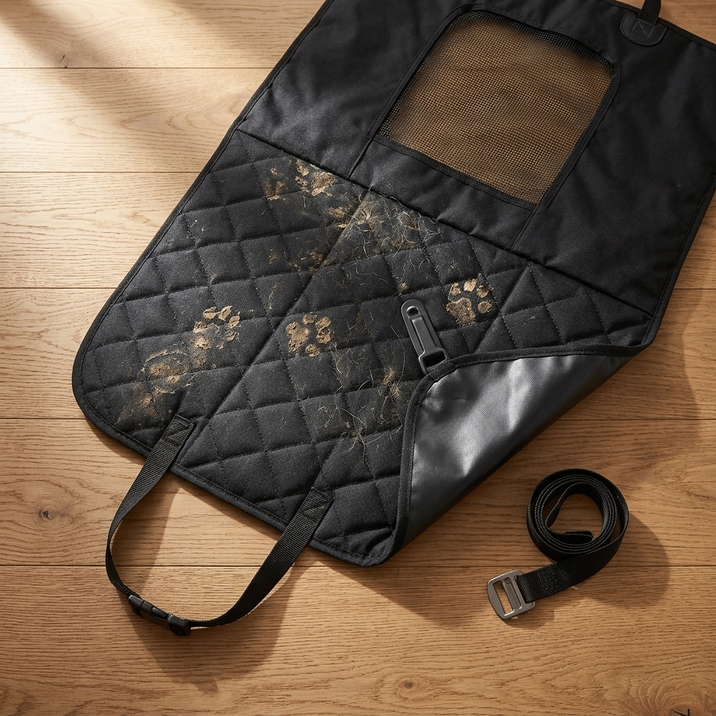 Waterproof Dog Car Seat Cover - material detail flat lay