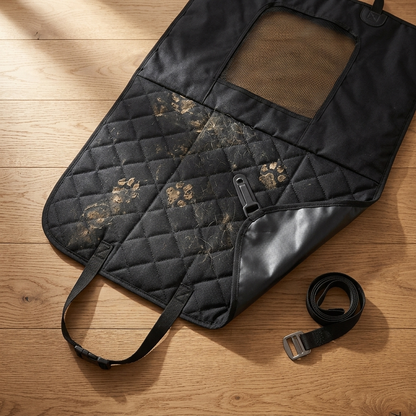 Waterproof Dog Car Seat Cover - material detail flat lay