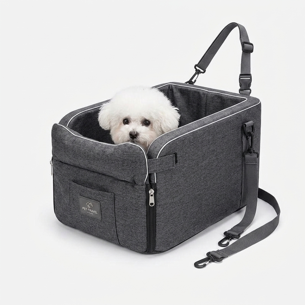 Car-mounted small dog kennel - studio product photo
