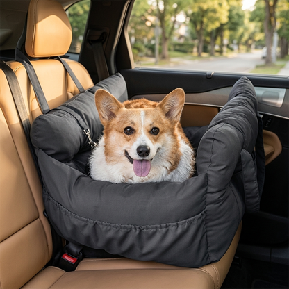 Car-Mounted Dog Safety Seat - Dark Gray lifestyle in car