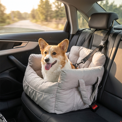 Car-Mounted Dog Safety Seat - Light Gray lifestyle in car