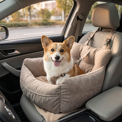 Car-Mounted Dog Safety Seat - Beige lifestyle in car