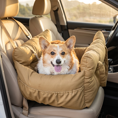 Car-Mounted Dog Safety Seat - Khaki lifestyle in car