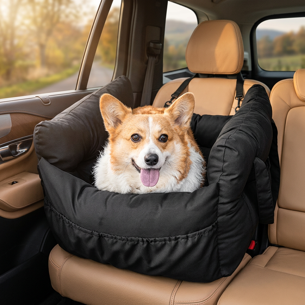 Car-Mounted Dog Safety Seat - Black lifestyle in car