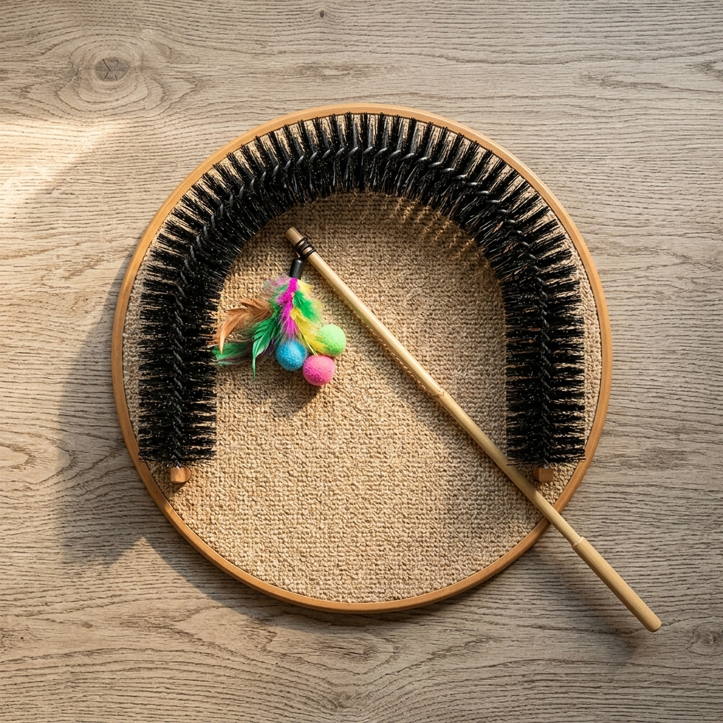 Cat Grooming Arch with Tease Stick - Detail