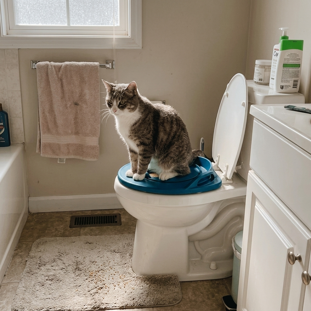 Semi-Enclosed Cat Litter Trainer - Ocean Blue