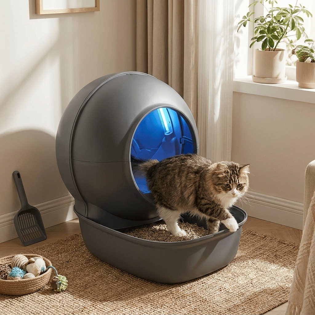 Enclosed Cat Litter Box with UV Light - Charcoal Lifestyle