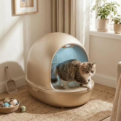 Enclosed Cat Litter Box with UV Light - Champagne Lifestyle