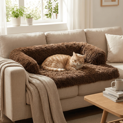 Coffee plush pet kennel mat bed - Lifestyle