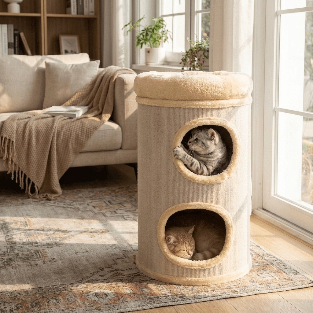 Sisal Cat Nest with Scratching Post - Lifestyle Cylindrical