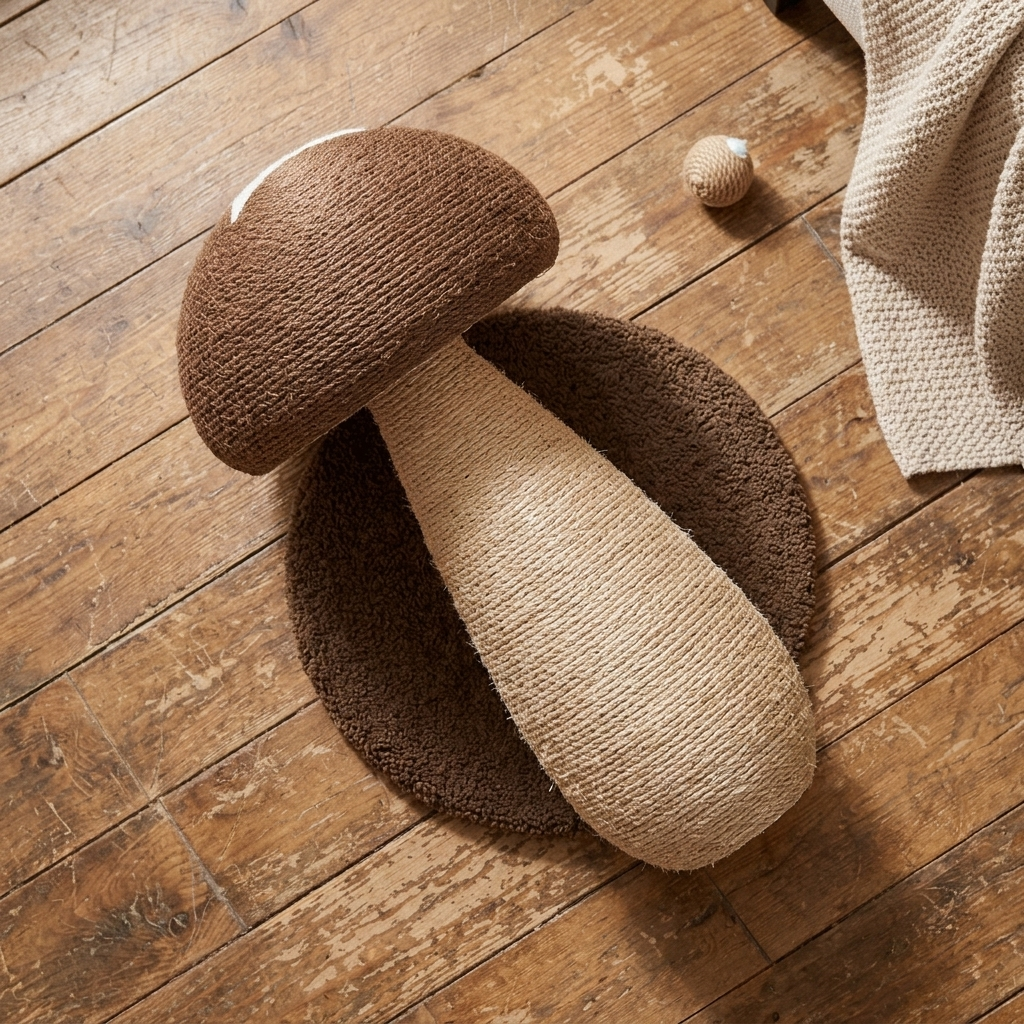 Xianggu-style Mushroom Sisal Cat Scratching Post, material detail close-up - Furrwell Pets