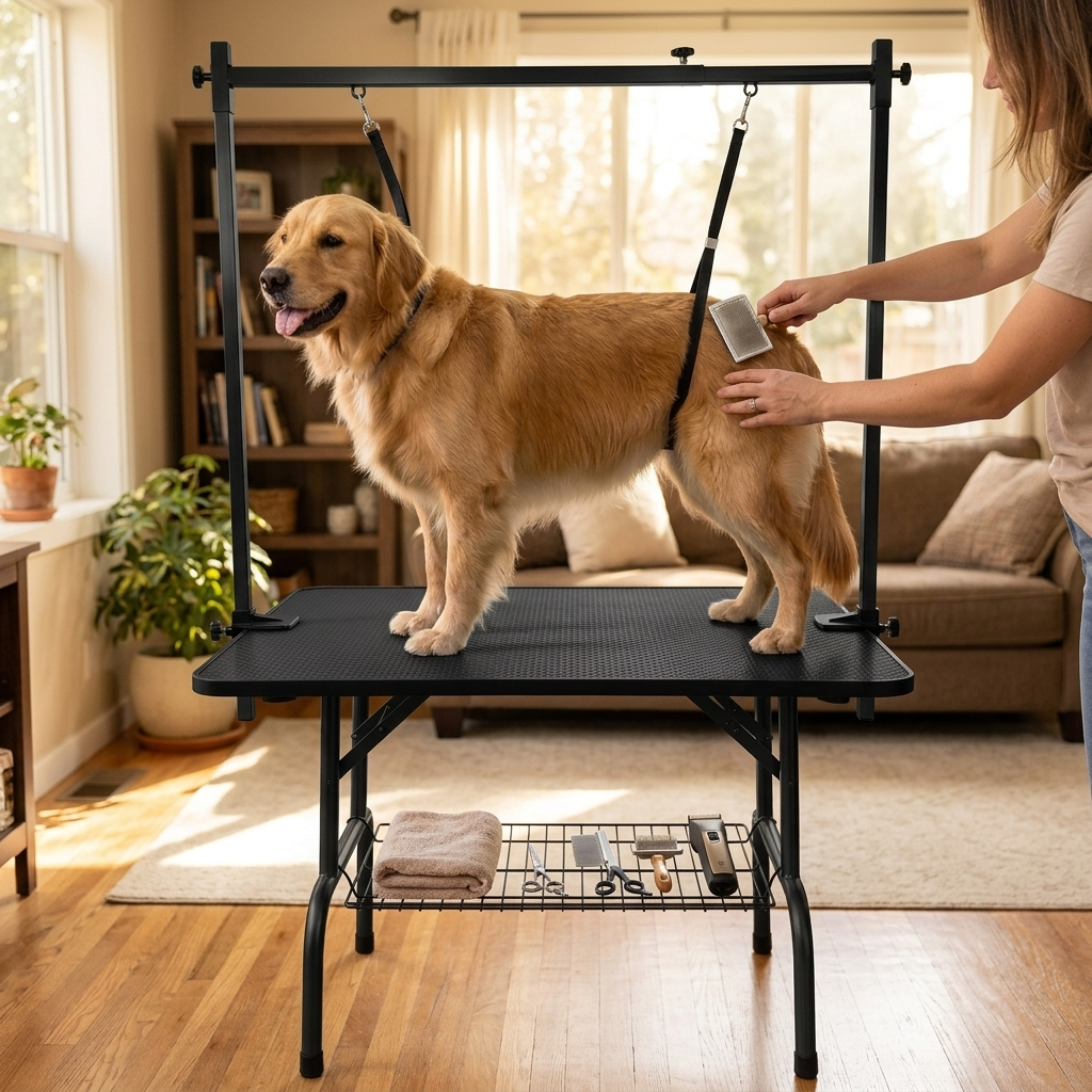 Foldable Pet Grooming Table - Black lifestyle
